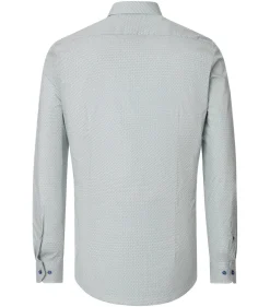 VENTI body fit overhemd, popeline, groen met blauw en wit dessin