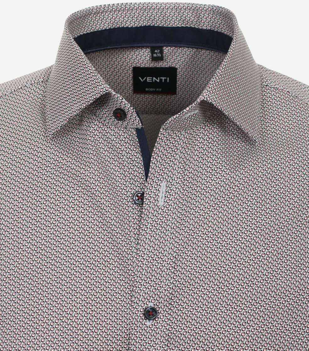 VENTI body fit overhemd, popeline, rood dessin