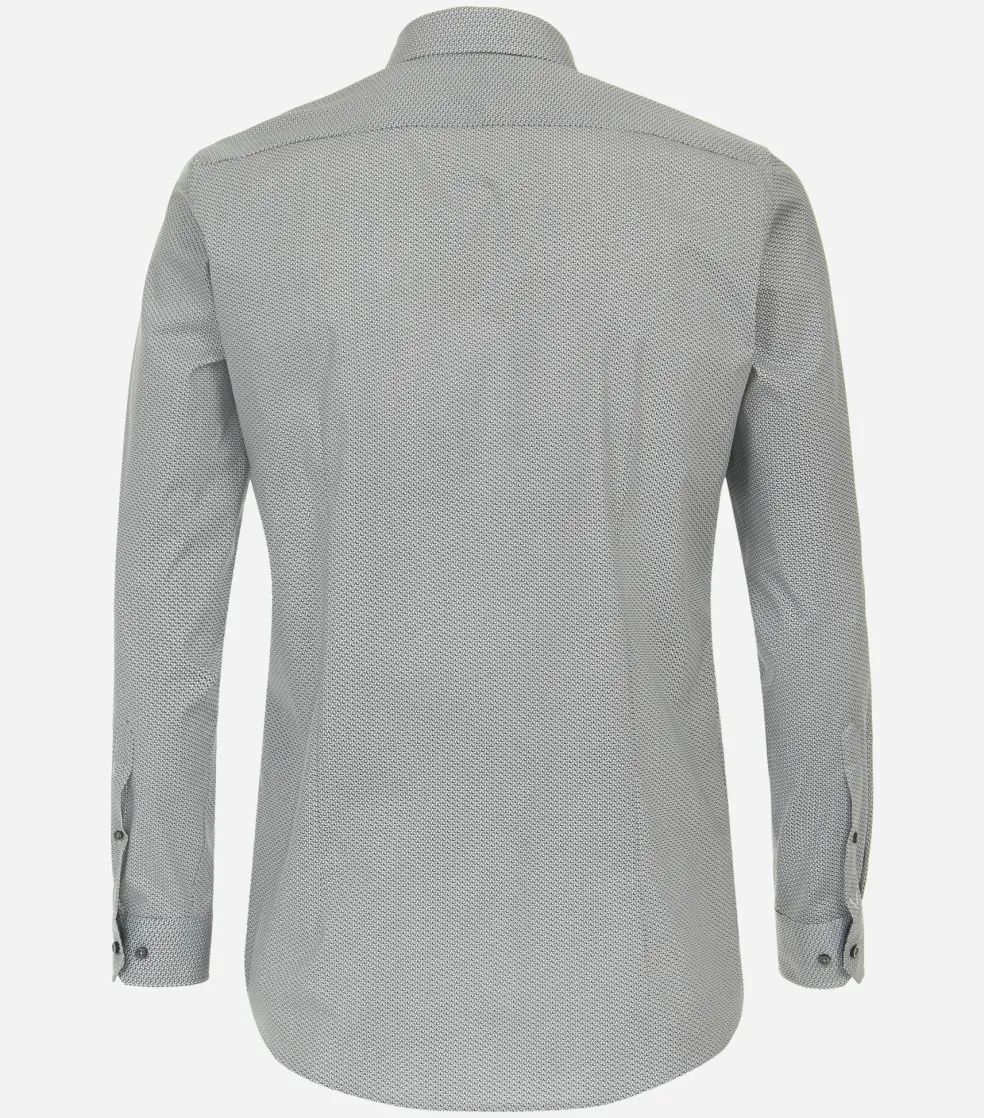 VENTI body fit overhemd, popeline, zwart met wit dessin