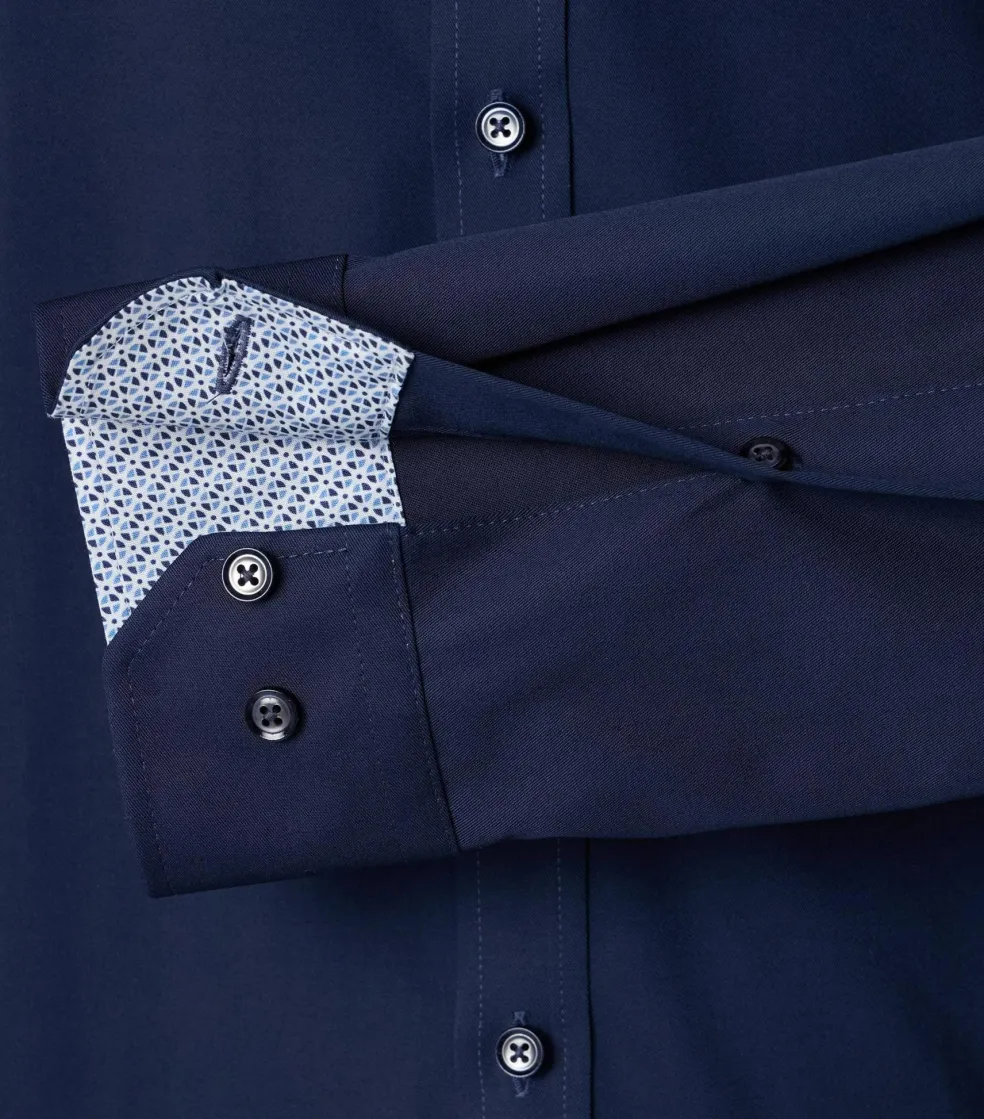 VENTI body fit overhemd, twill, blauw