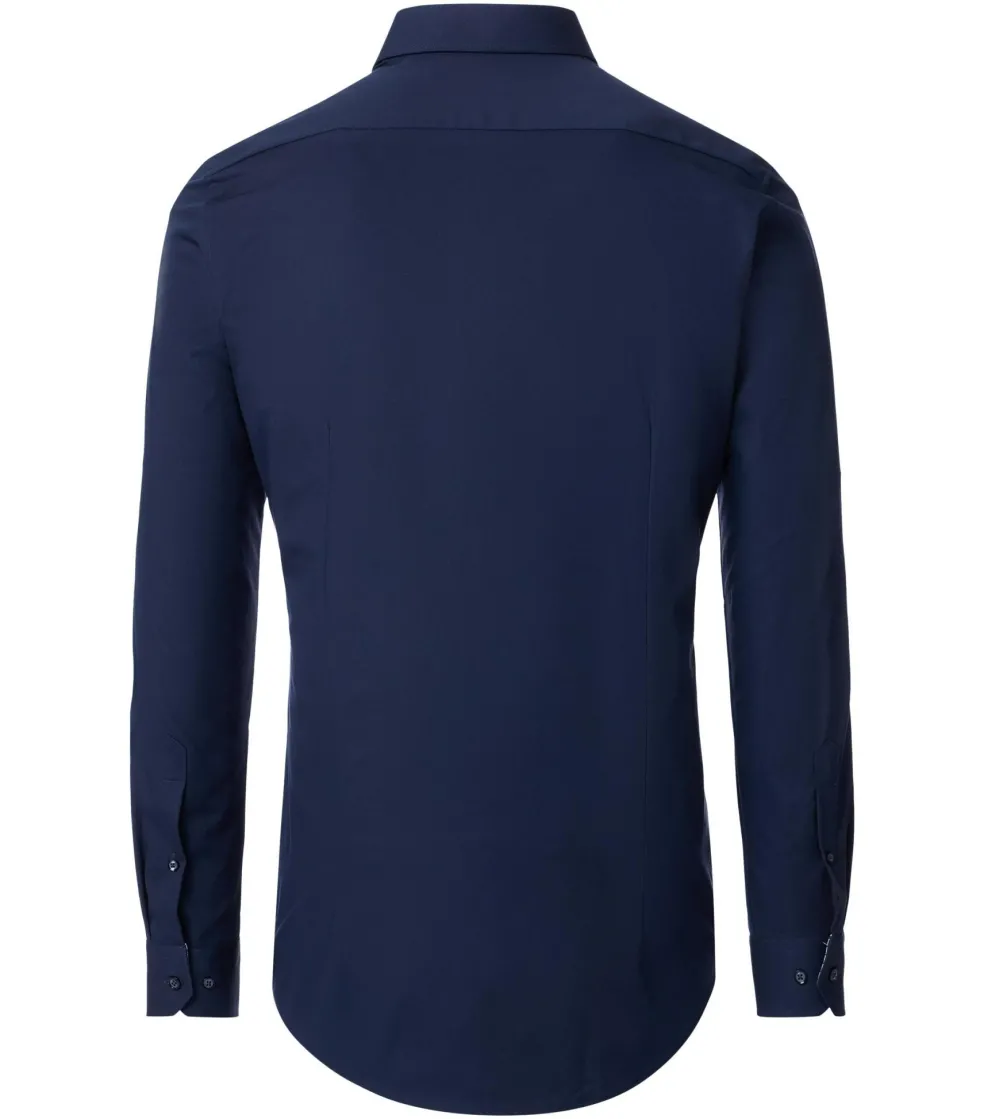 VENTI body fit overhemd, twill, blauw