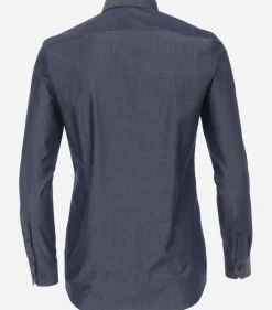 VENTI body fit overhemd, twill, blauw