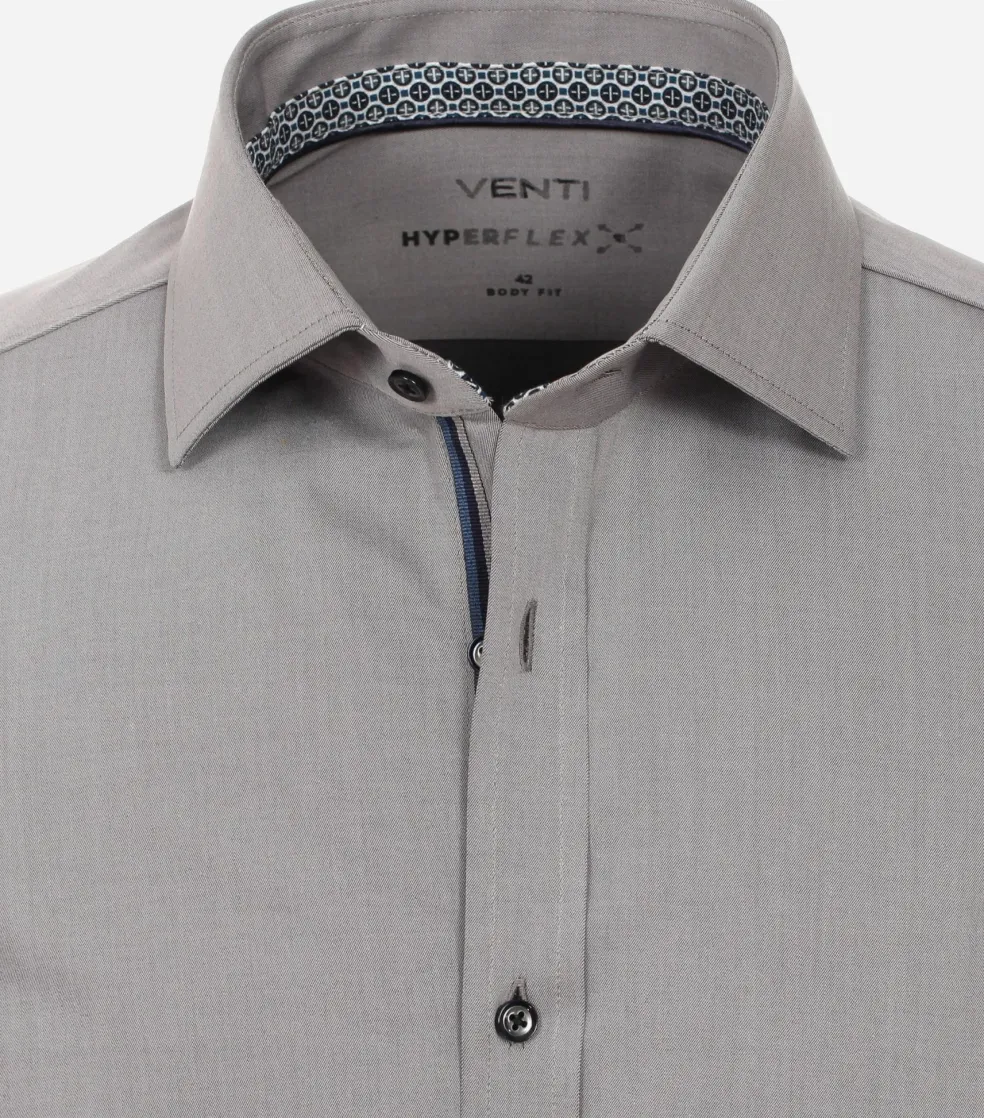 VENTI body fit overhemd, twill, grijs