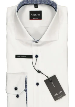 VENTI body fit overhemd, wit twill (contrast)