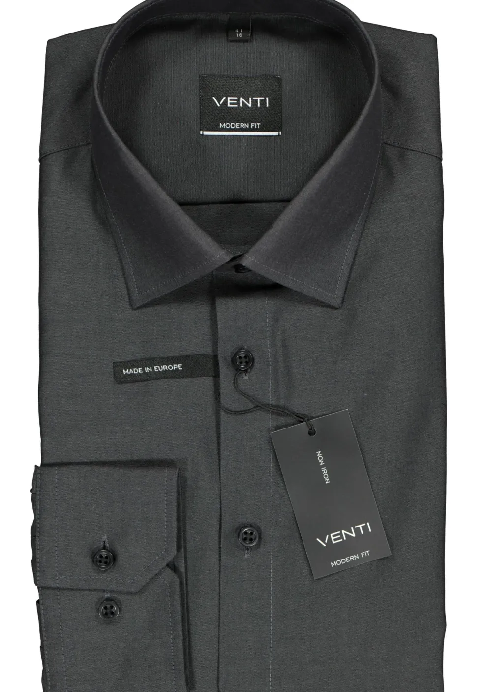 VENTI modern fit overhemd, antraciet grijs