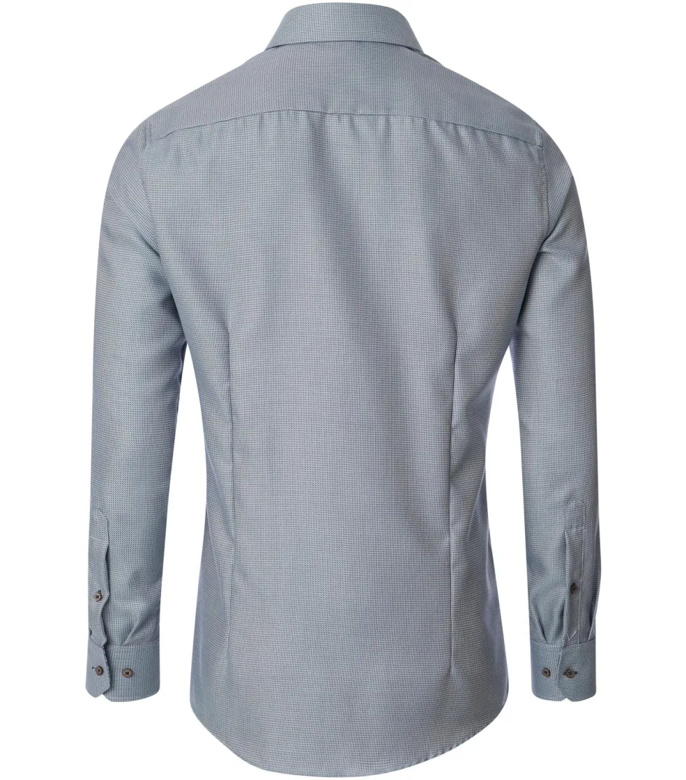 VENTI modern fit overhemd, dobby, bruin met blauw mini dessin
