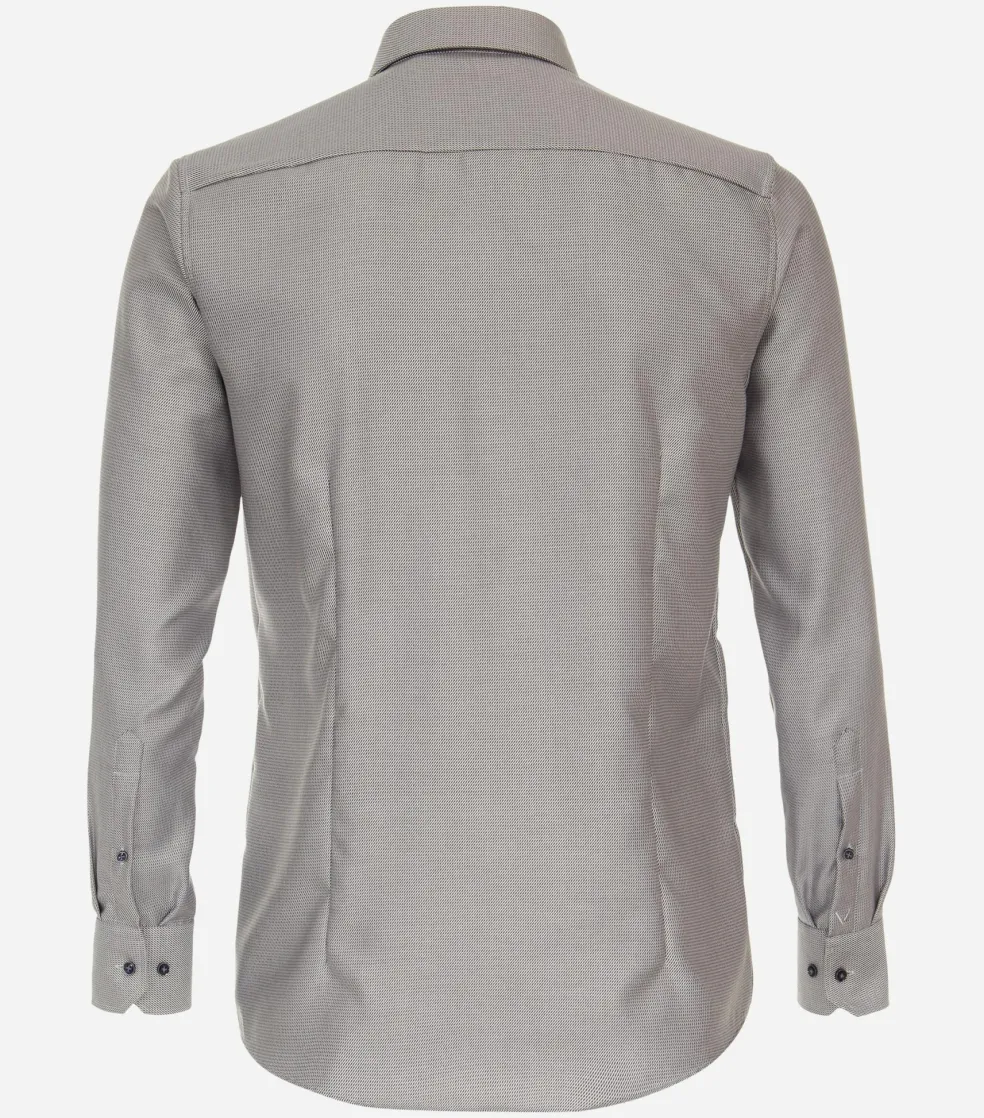 VENTI modern fit overhemd, dobby, beige, wit, blauw mini dessin