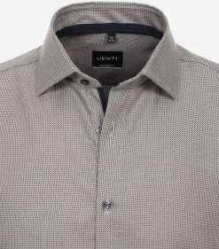 VENTI modern fit overhemd, dobby, beige, wit, blauw mini dessin