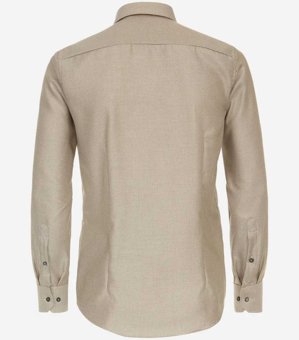 VENTI modern fit overhemd, dobby, geel, blauw, wit mini dessin