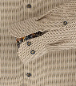 VENTI modern fit overhemd, dobby, geel, blauw, wit mini dessin