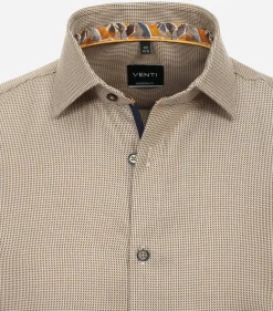 VENTI modern fit overhemd, dobby, geel, blauw, wit mini dessin