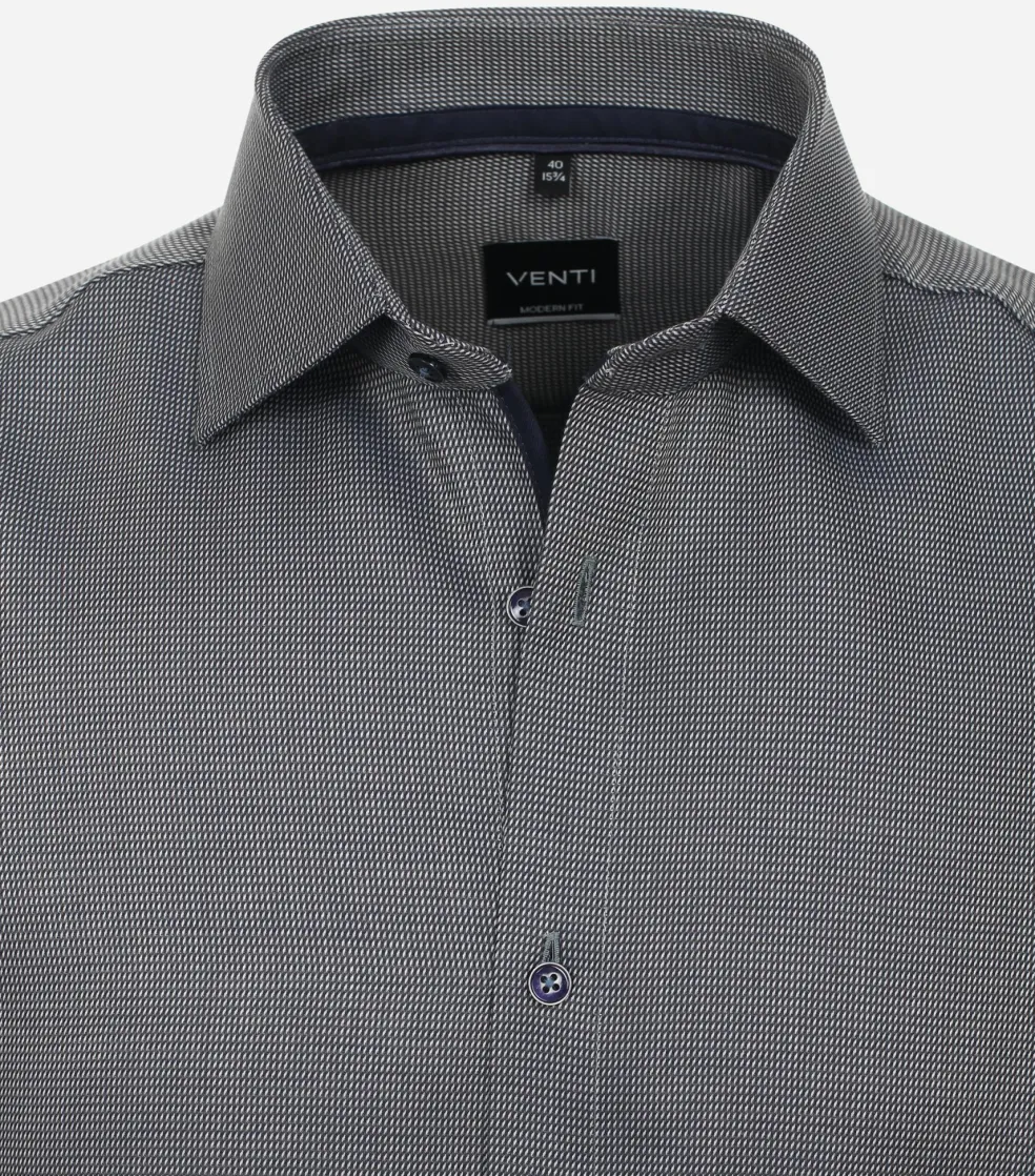 VENTI modern fit overhemd, dobby, groen, wit, blauw mini dessin