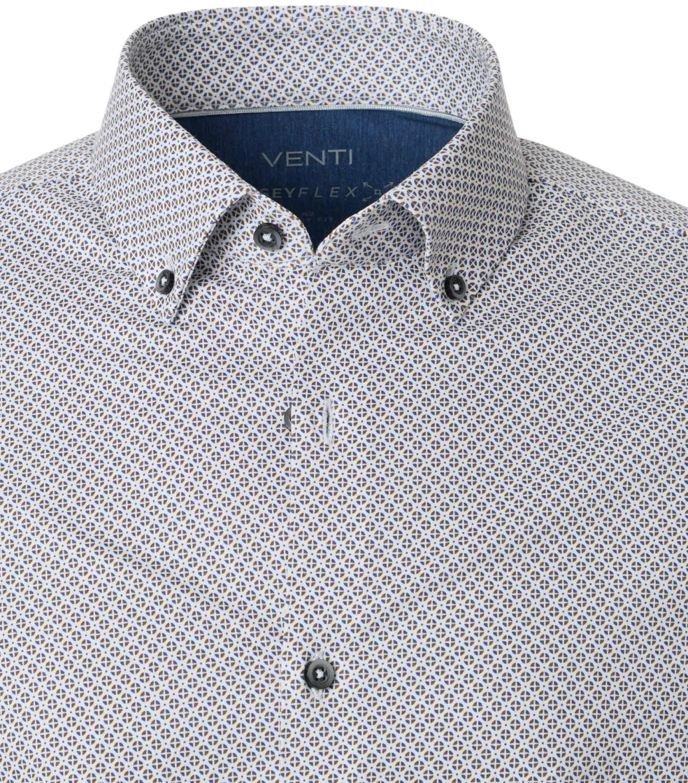 VENTI modern fit overhemd, jersey, bruin dessin
