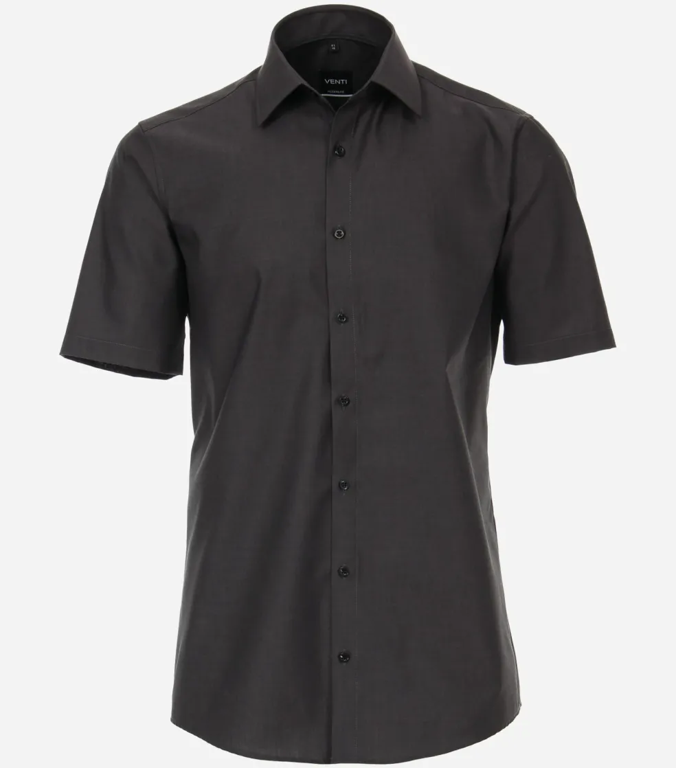 VENTI modern fit overhemd, korte mouw, popeline, grijs