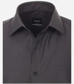 VENTI modern fit overhemd, korte mouw, popeline, grijs