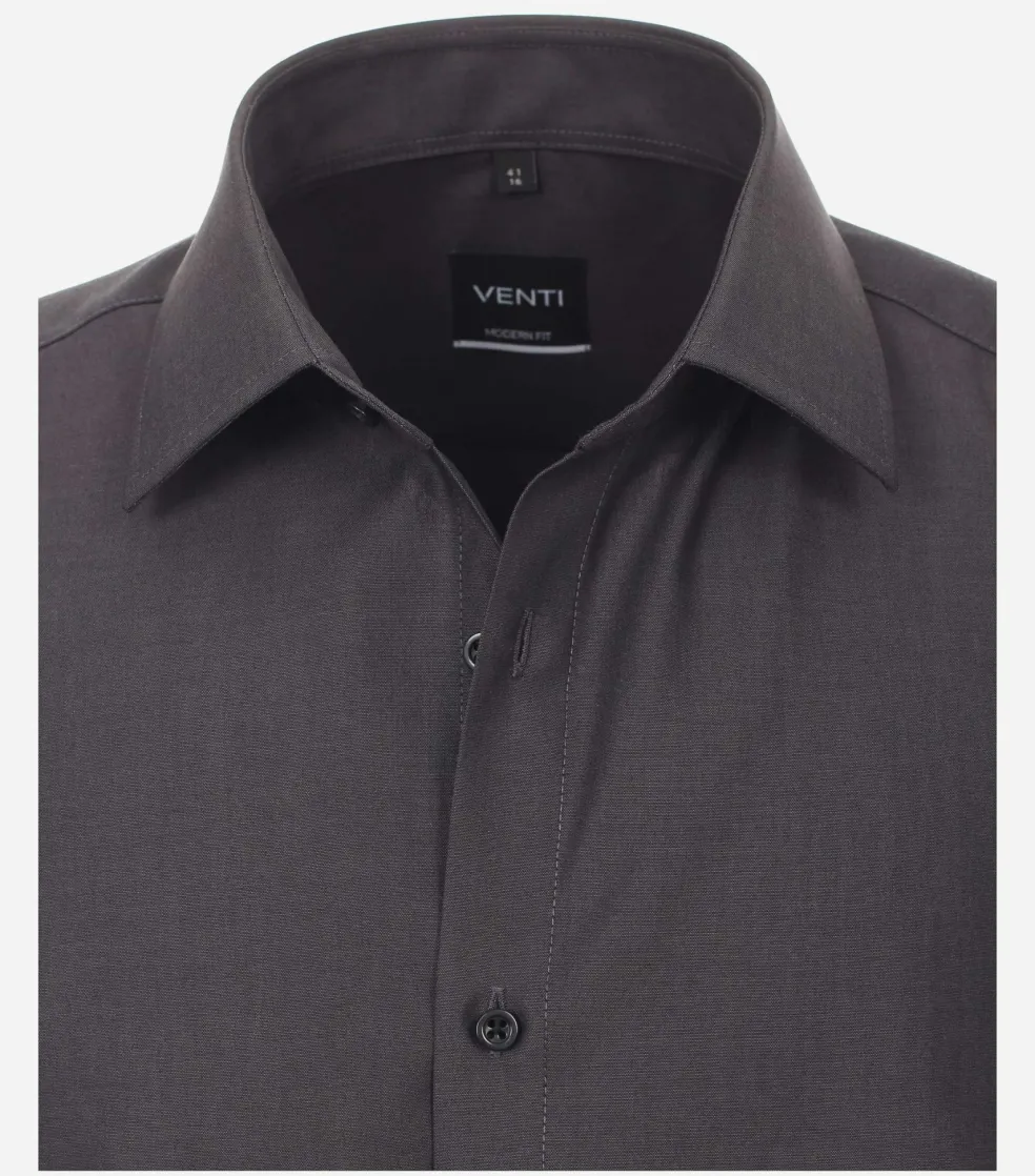 VENTI modern fit overhemd, korte mouw, popeline, grijs