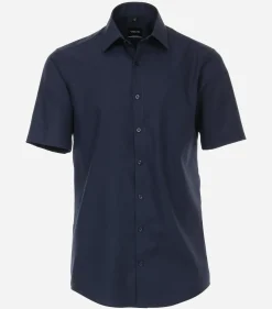 VENTI modern fit overhemd, korte mouw, popeline, blauw