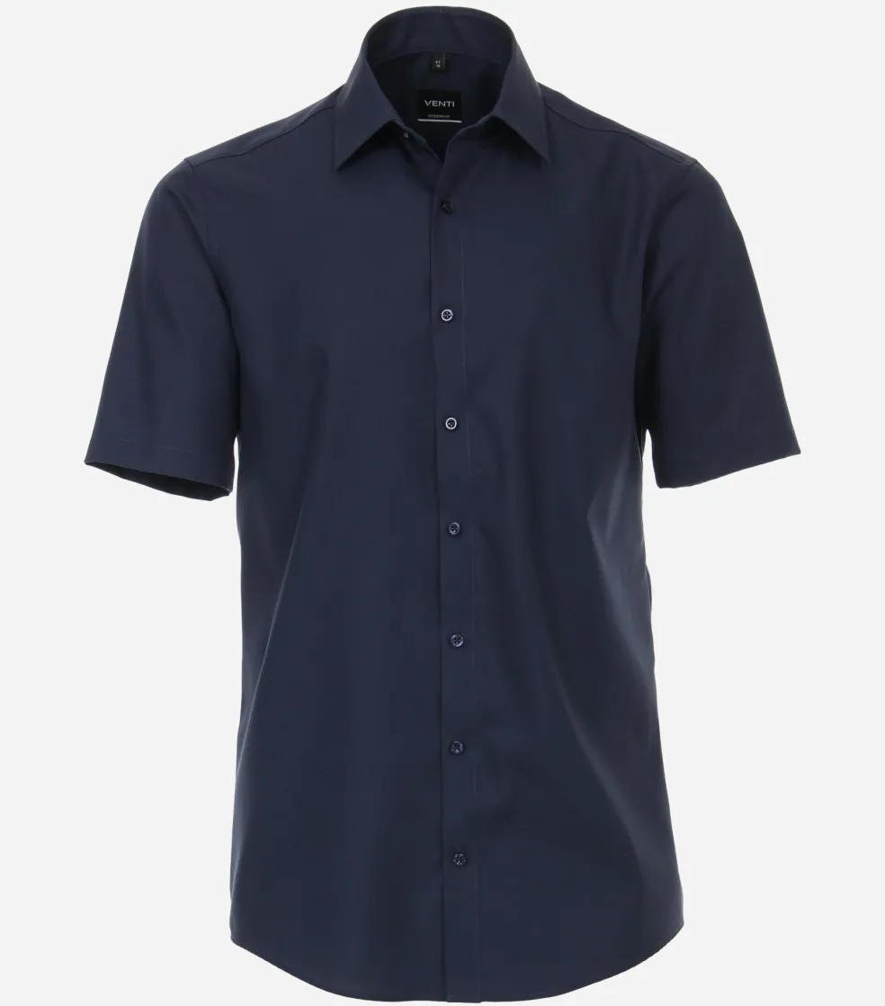 VENTI modern fit overhemd, korte mouw, popeline, blauw