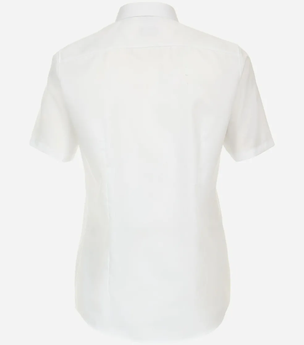 VENTI modern fit overhemd, korte mouw, dobby, wit