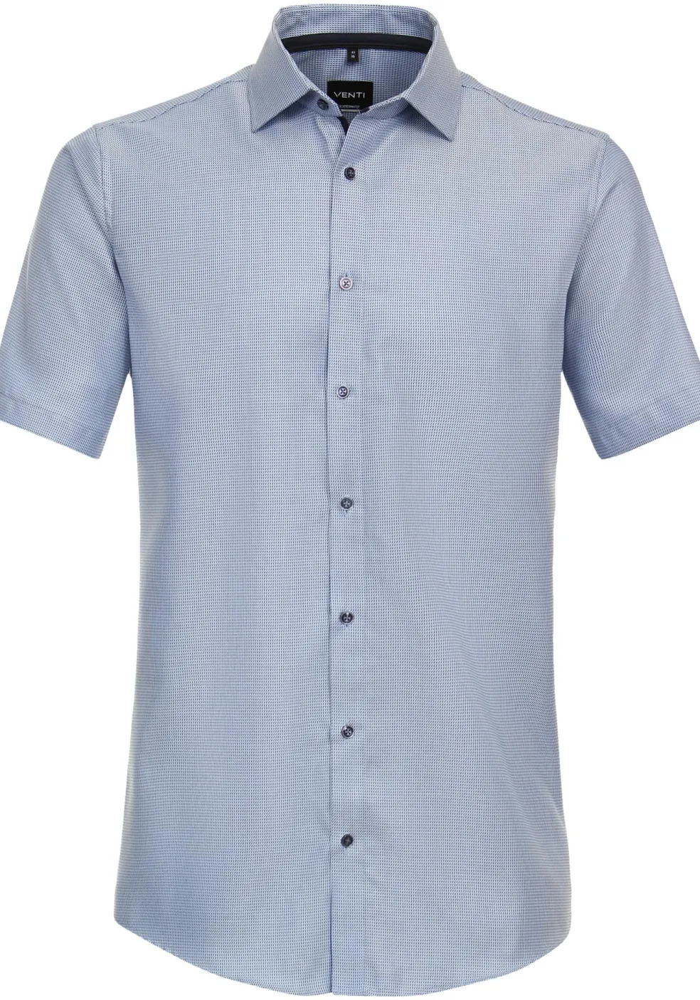 VENTI modern fit overhemd, korte mouw, dobby, blauw