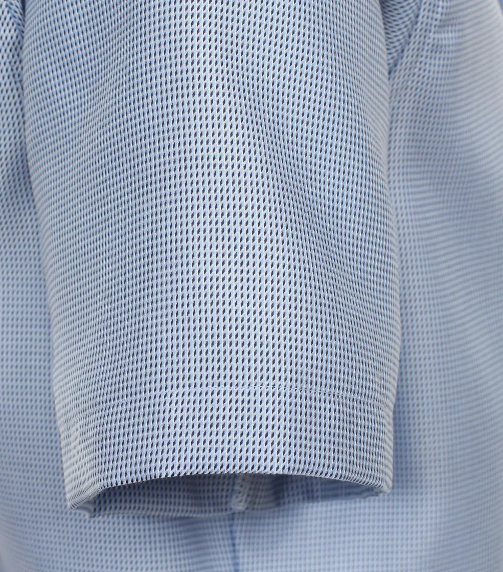 VENTI modern fit overhemd, korte mouw, dobby, blauw