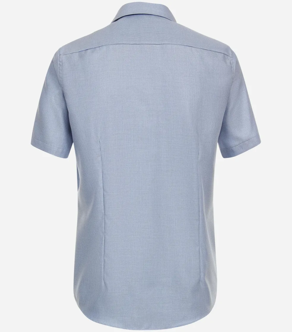 VENTI modern fit overhemd, korte mouw, dobby, blauw