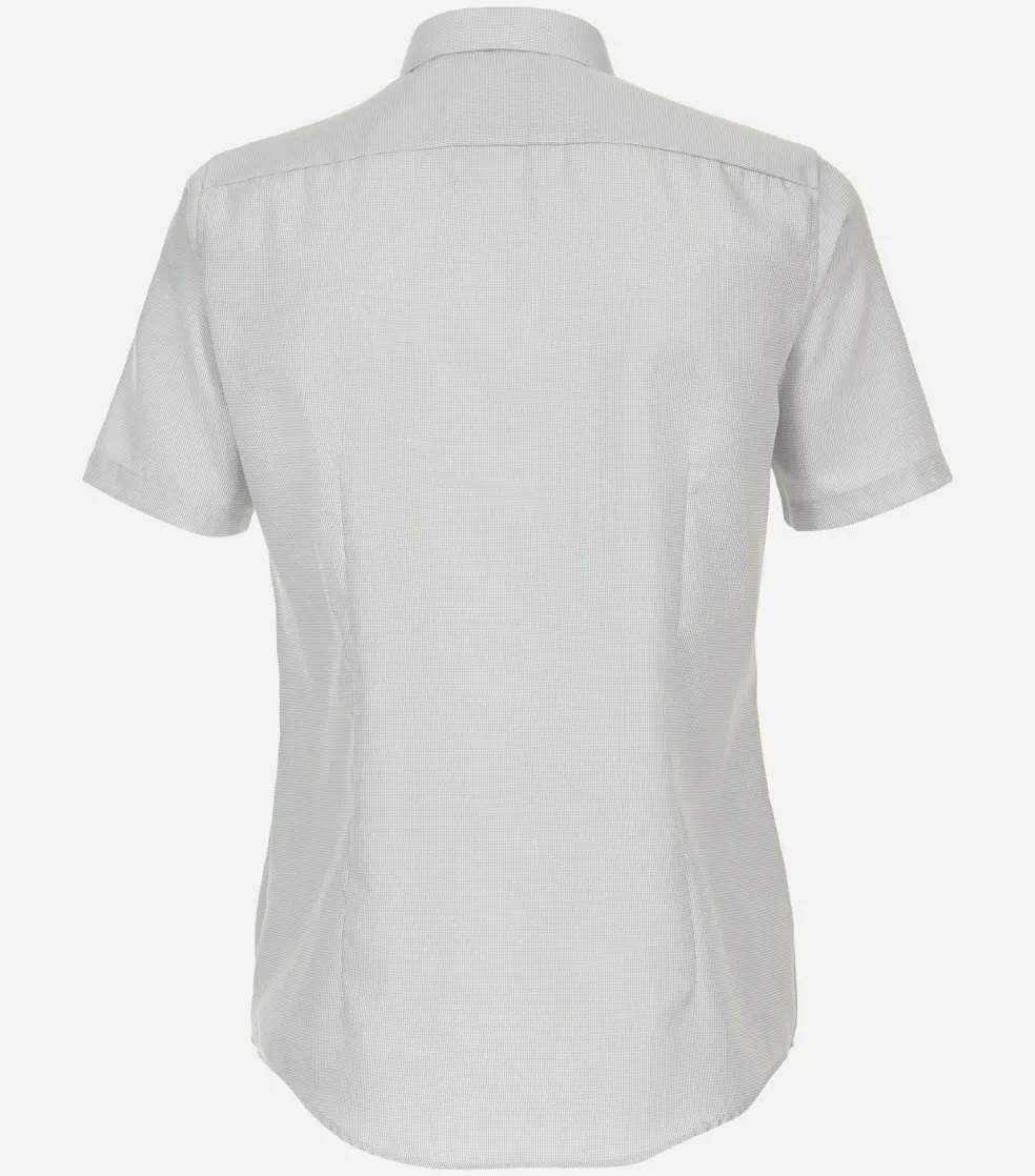 VENTI modern fit overhemd, korte mouw, dobby, grijs
