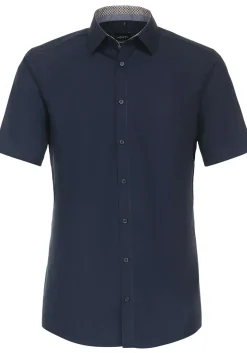 VENTI modern fit overhemd, korte mouw, popeline, blauw