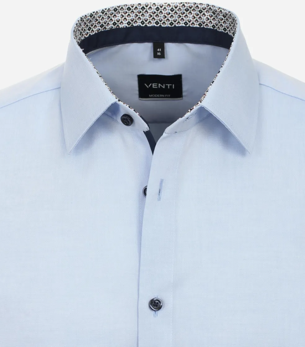 VENTI modern fit overhemd, korte mouw, popeline, blauw
