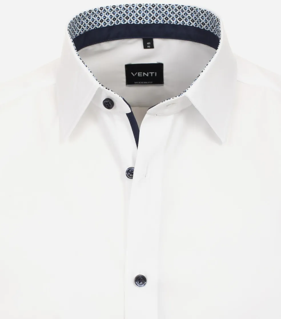 VENTI modern fit overhemd, korte mouw, popeline, wit