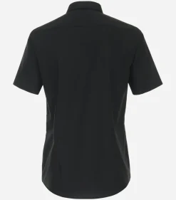 VENTI modern fit overhemd, korte mouw, popeline, zwart