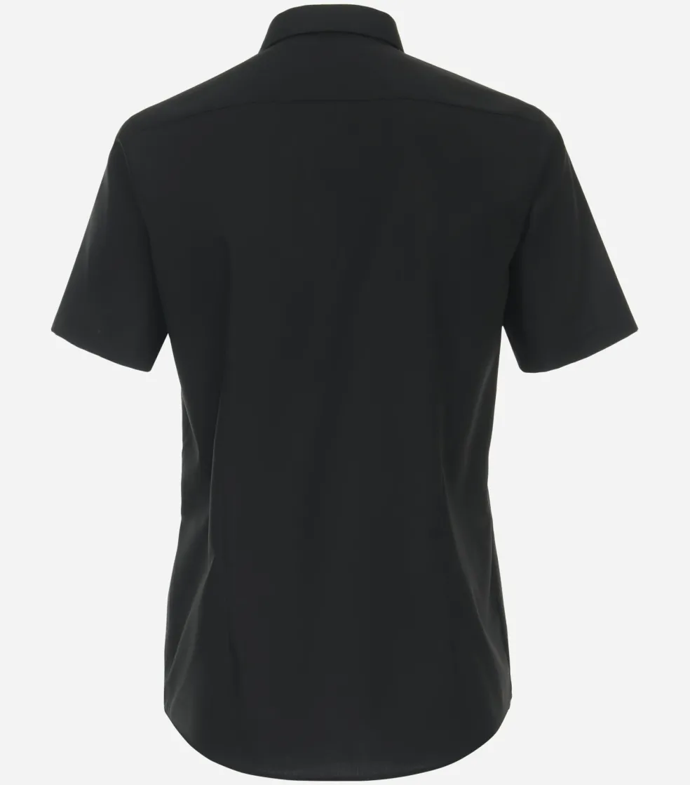 VENTI modern fit overhemd, korte mouw, popeline, zwart