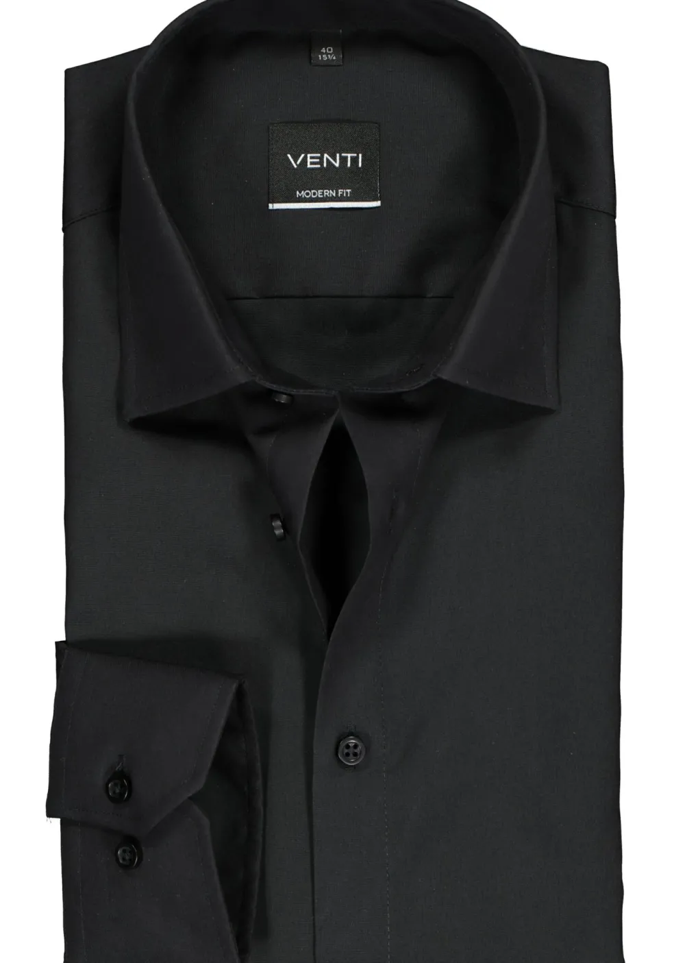 VENTI modern fit overhemd, mouwlengte 72, zwart