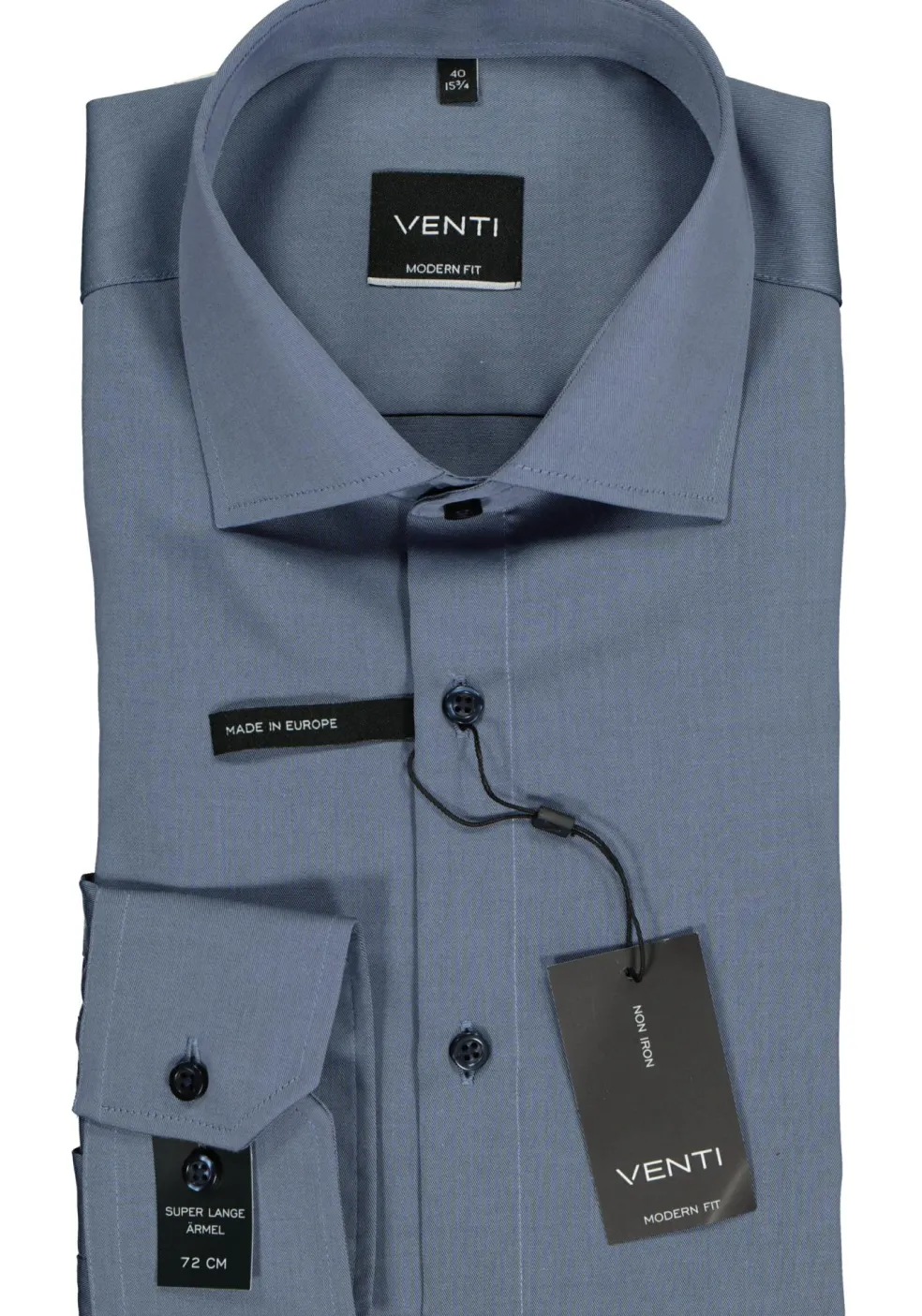 VENTI modern fit overhemd, mouwlengte 72cm, twill, grijsblauw