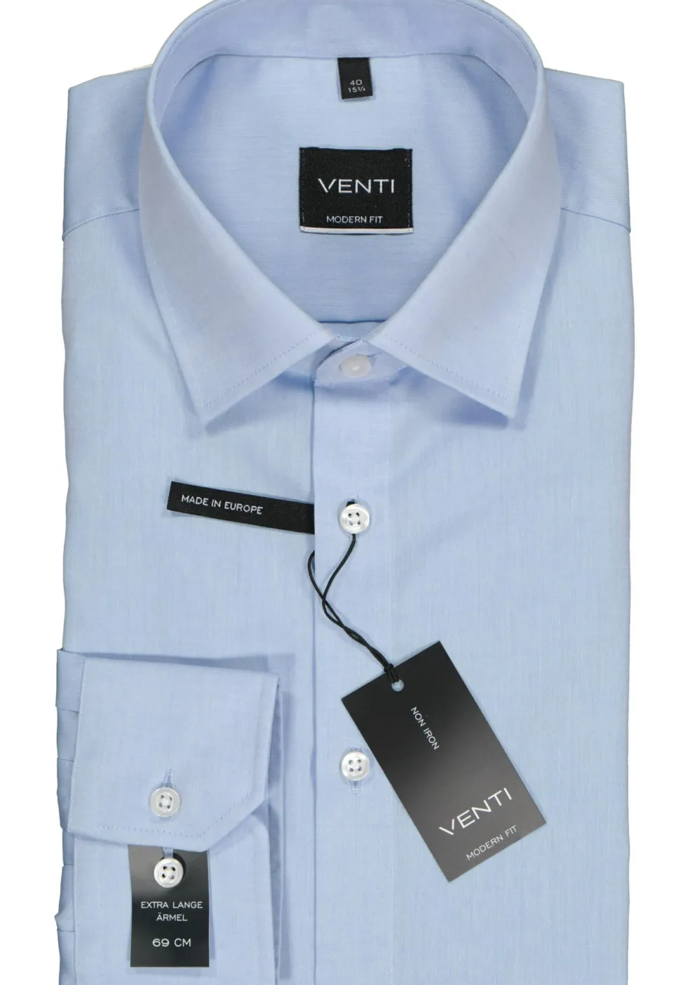 VENTI modern fit overhemd, mouwlengte 7, lichtblauw