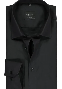 VENTI modern fit overhemd, mouwlengte 7, zwart