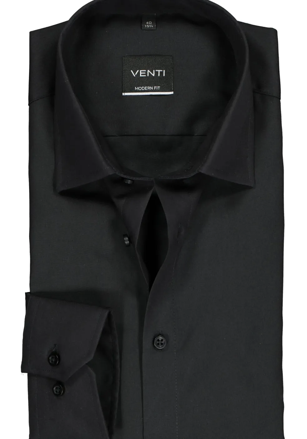 VENTI modern fit overhemd, mouwlengte 7, zwart