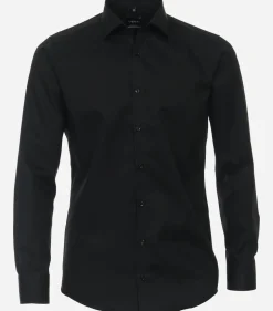VENTI modern fit overhemd, mouwlengte 72 cm, twill, zwart