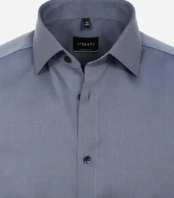 VENTI modern fit overhemd, mouwlengte 7, twill, grijsblauw