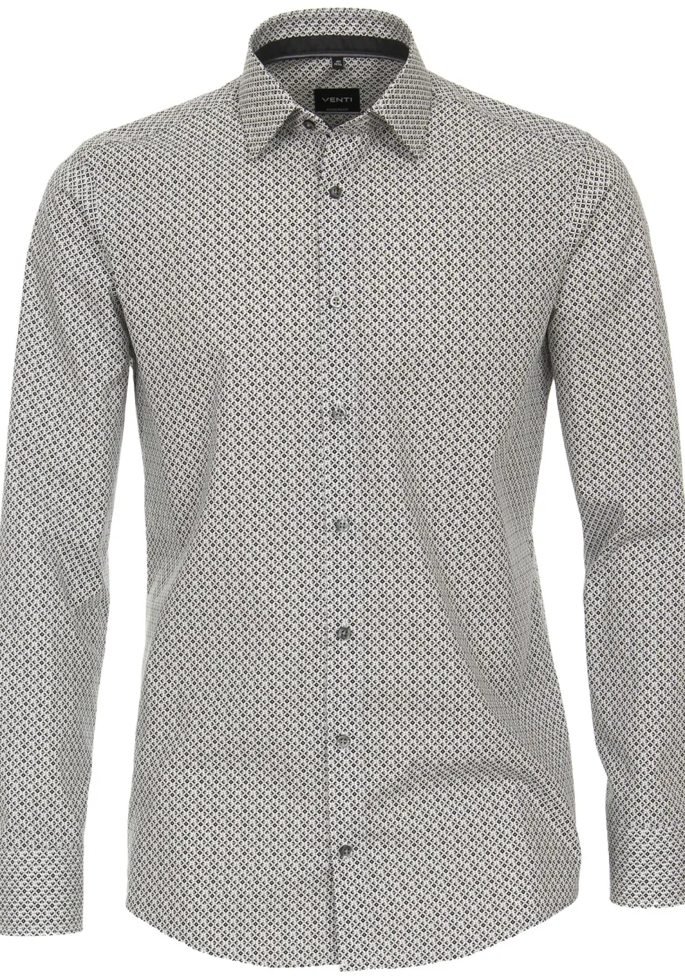 VENTI modern fit overhemd, popeline, antraciet dessin