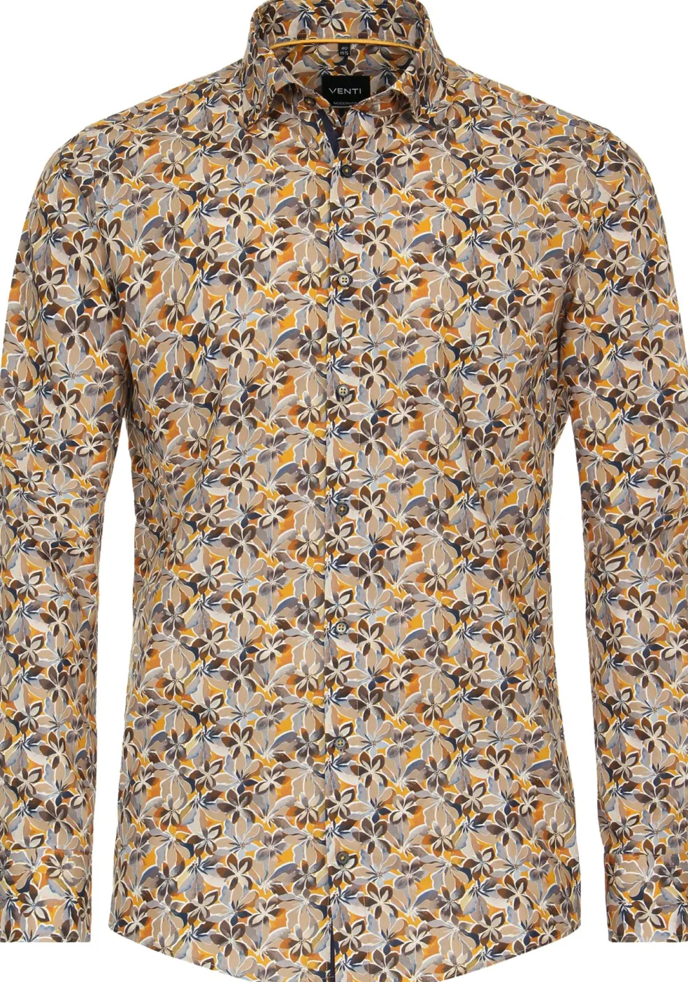 VENTI modern fit overhemd, popeline, beige dessin