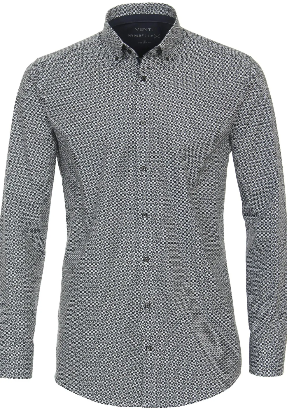 VENTI modern fit overhemd, popeline, blauw dessin