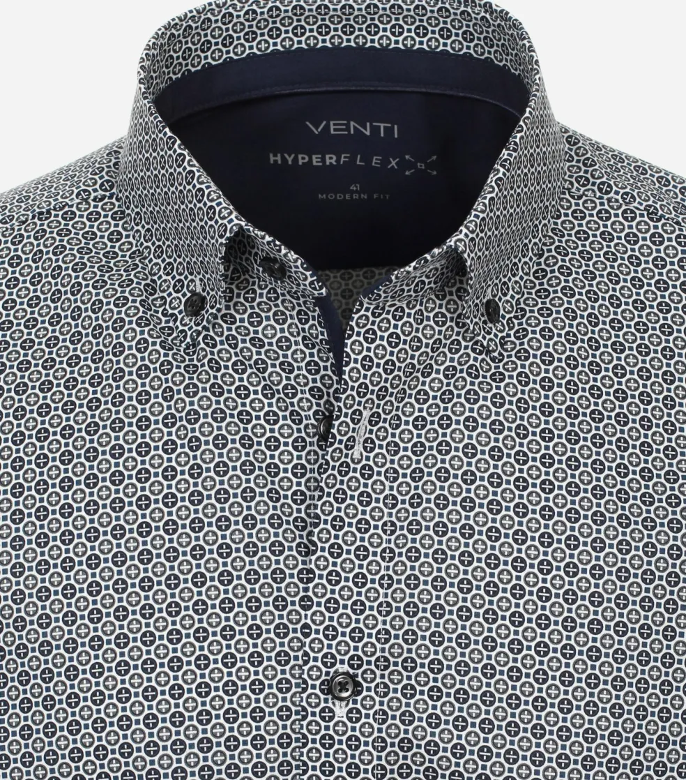 VENTI modern fit overhemd, popeline, blauw dessin