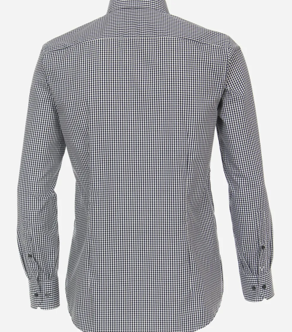 VENTI modern fit overhemd, popeline, blauw met wit geruit