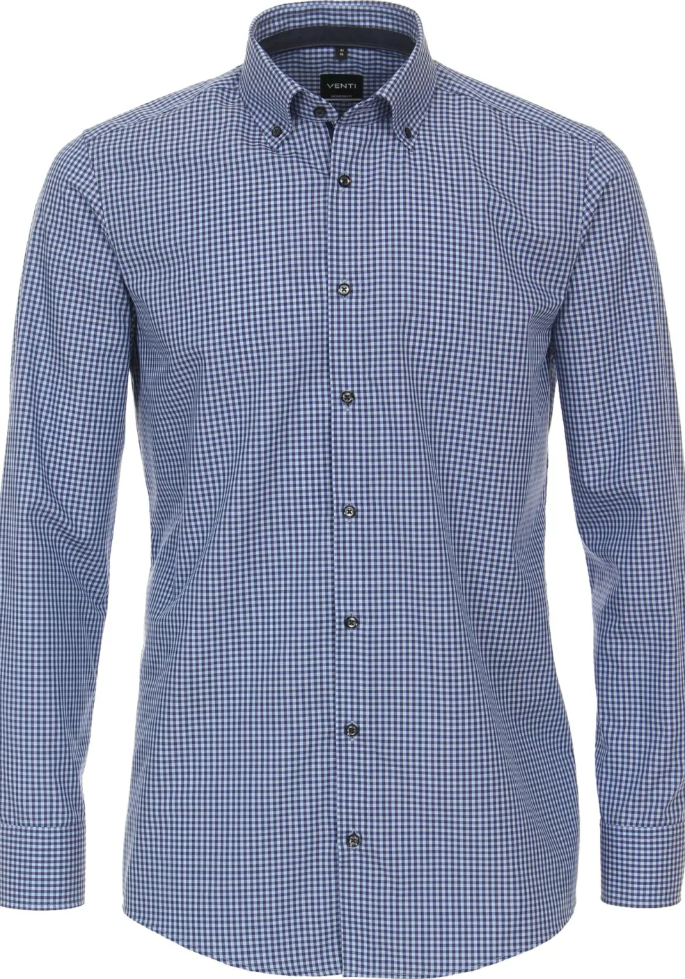 VENTI modern fit overhemd, popeline, blauw met wit geruit