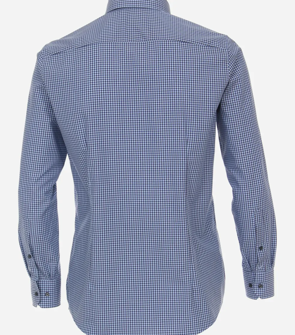 VENTI modern fit overhemd, popeline, blauw met wit geruit