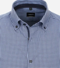 VENTI modern fit overhemd, popeline, blauw met wit geruit