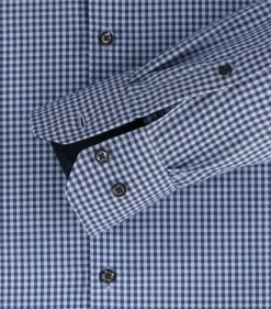 VENTI modern fit overhemd, popeline, blauw met wit geruit