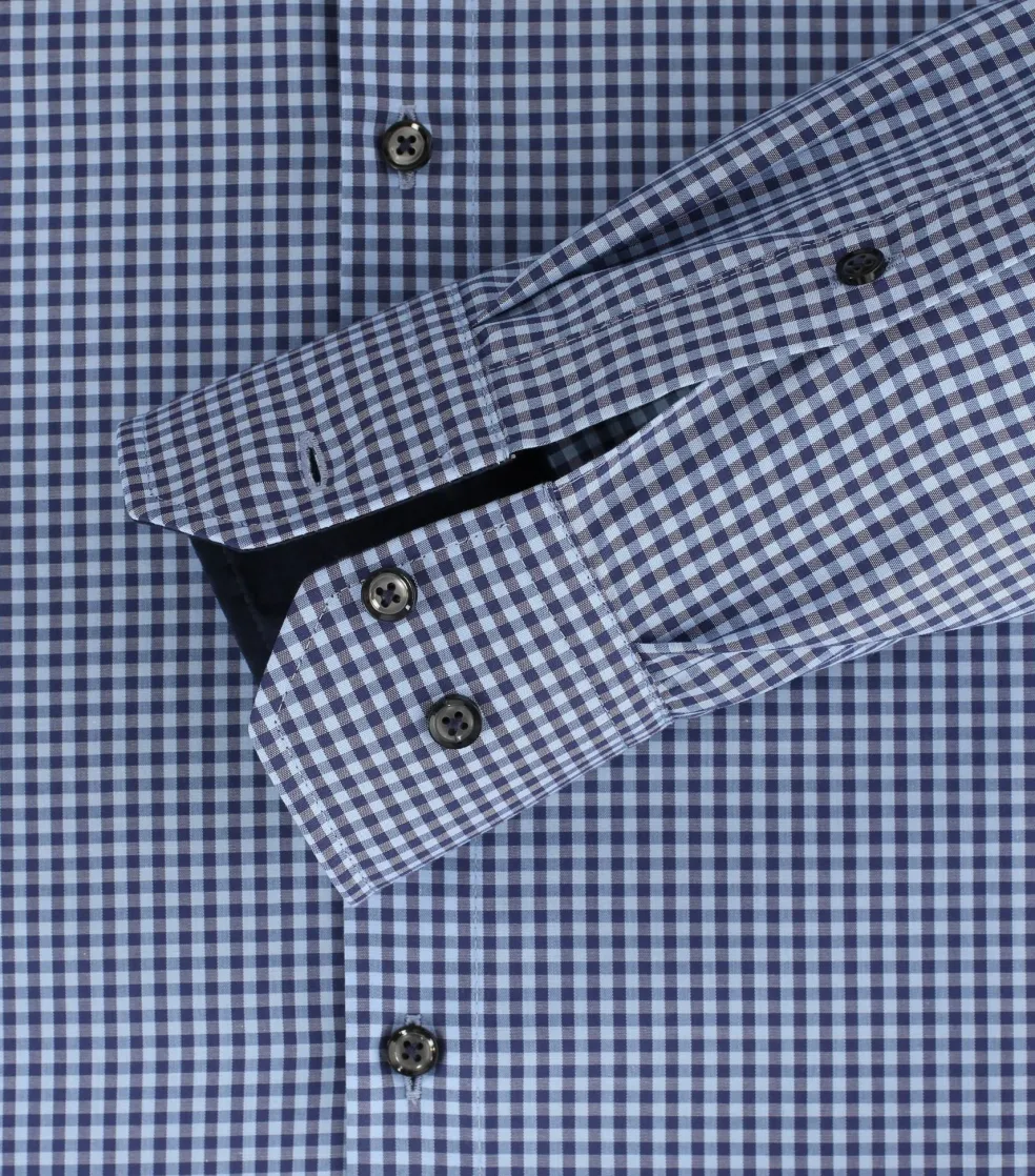 VENTI modern fit overhemd, popeline, blauw met wit geruit