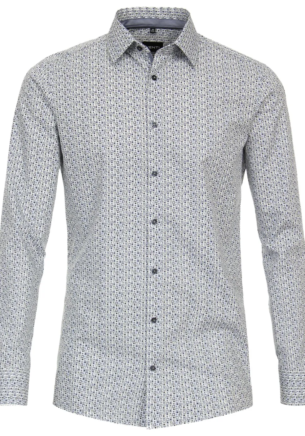 VENTI modern fit overhemd, popeline, blauw, wit, grijs dessin